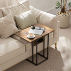Table d'appoint bout de canapé avec station de charge, plateau pliable, 39 x 29 x 57 cm, brun rustique et noir-6