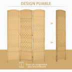 Paravent intérieur en bois 3 panneaux séparateur de pièce pliable pour salon chambre 135 x 180 cm bois naturel-3
