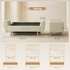 Banc de rangement 73 L, coffre de rangement rembourré en velours côtelé avec accoudoirs et pieds en bois d'hévéa, beige-2