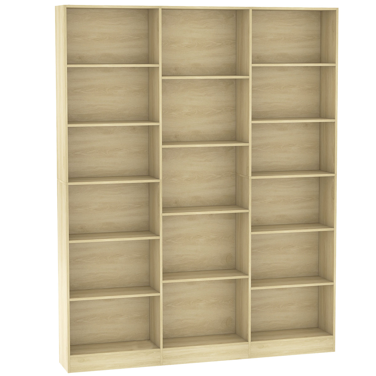 Bibliothèque 6 Niveaux, Étagère de Rangement avec 17 Compartiments et Étagères Réglables, 149 x 23,6 x 188 cm, Chêne-0