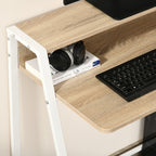 Bureau Informatique Table Ordinateur d'étude dim. 84L x 45l x 85H cm Style Simple en Bois chêne Clair Blanc-7