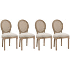 Lot de 4 chaises de Salle à Manger - Chaise de Salon médaillon Style Louis XVI - Bois Massif sculpté, patiné-8