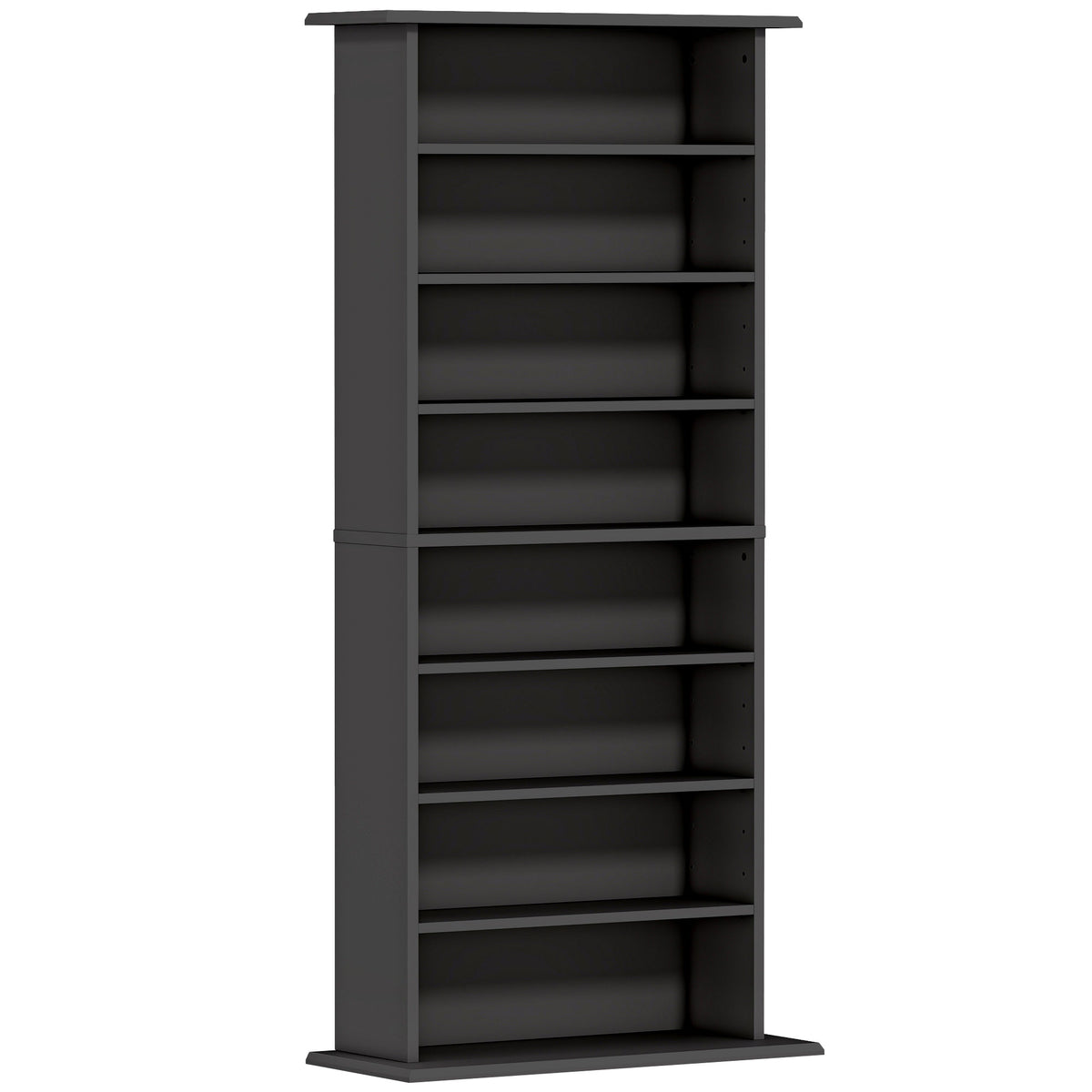 Rangements pour CD et DVD avec 8 compartiments et 6 étagères réglables, capacité max. 360 CD/185 DVD et Blu-ray, noir-0