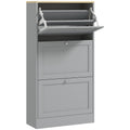 Meuble à chaussures 18 paires, armoire à chaussures avec 3 tiroirs rabattables, étagères réglables, 60x23,5x115cm, gris-0
