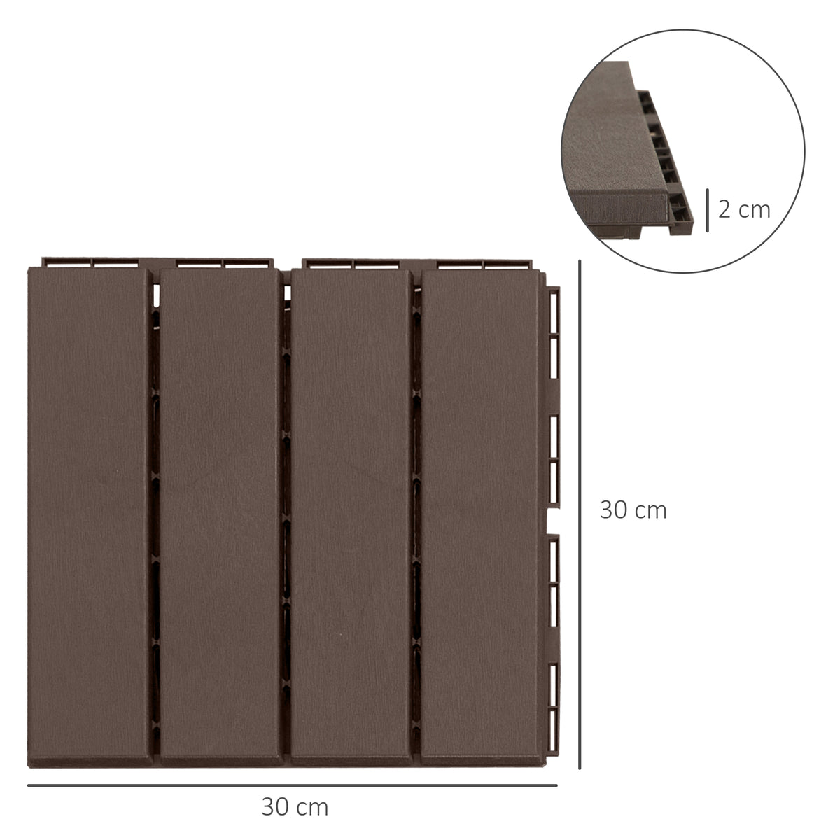 Caillebotis - Dalles terrasse - Lot de 18 - emboîtables, Installation très Simple - Petits Carreaux Composite Plastique-2