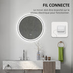 Miroir rond lumineux LED de salle de bain Ø 70 cm mural avec éclairage 3 couleurs interrupteur tactile 23W blanc argent-7