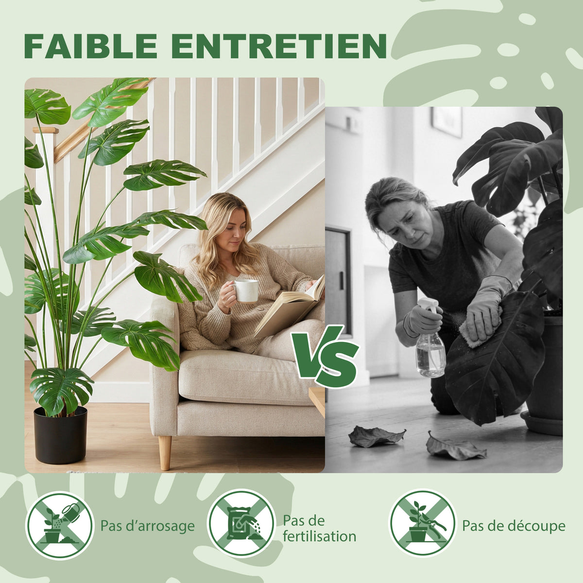 Plante artificielle arbre artificiel monstera deliciosa avec pot inclus hauteur 150 cm intérieure vert-4
