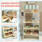Supermarché pour enfant 34 pcs, marchande en bois, tableau noir, caisse enregistreuse et accessoires, 52x30x92,5cm, vert-6