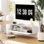 Meuble TV suspendu pour téléviseur jusqu'à 45 55 65 pouces avec 2 placards à portes, 140 x 33 x 29,8 cm, blanc-8