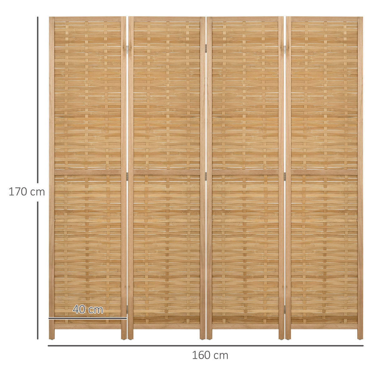 Paravent en bois séparateur de pièce closion de séparation pliable 4 panneaux en bambou 160 x 170 cm naturel clair-2