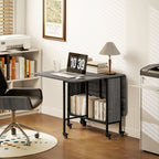 Table pliante de cuisine extensible salle à manger sur roulettes jusqu'à 6 personnes étagère intégrée, 6 roues, Gris-8