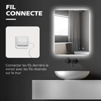 Miroir rectangulaire mural lumineux LED de salle de bain 80 x 60 cm luminosité réglable blanc transparent-8
