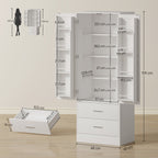 Buffet haut cuisine, armoire de cuisine, 2 portes, 8 porte-épices, 2 tiroirs, étagères réglables, 60x40x159cm, blanc-2