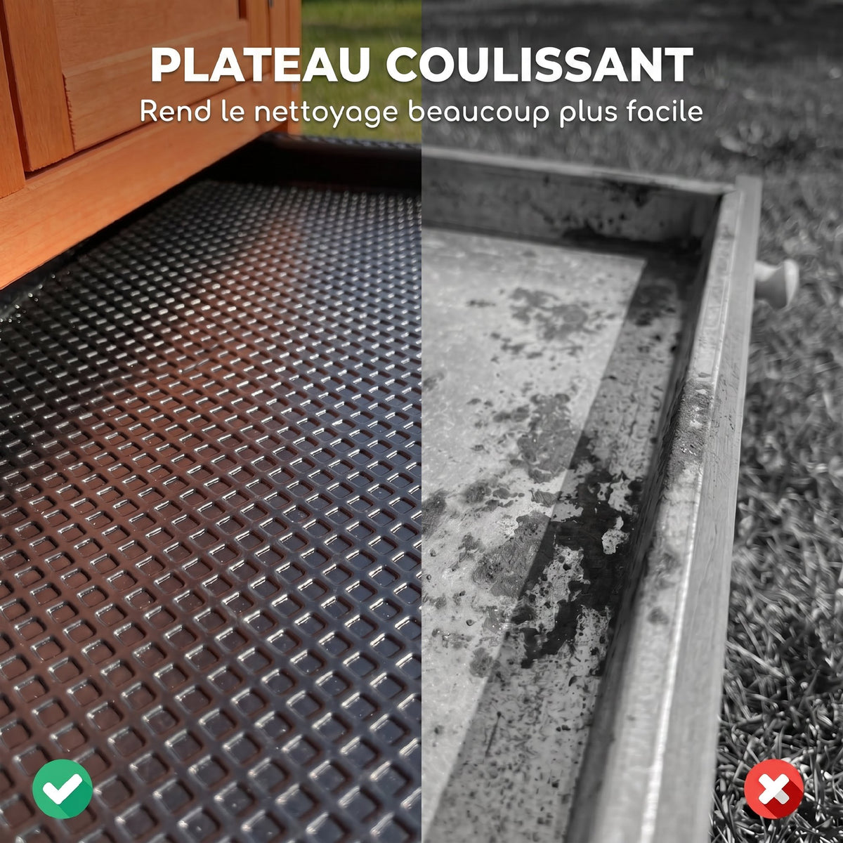 Clapier Lapin Extérieur en Bois, Toit Ouvrable en Asphalt et Plateau Coulissant, Design Surélevé, 90x45x65cm, Orange-5