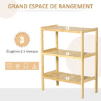 Étagère de rangement, étagère en bambou à 3 niveaux, bibliothèque pour salon, chambre et bureau, 62 x 33 x 80 cm-5