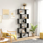 Bibliothèque étagère Zig zag Design Contemporain 80L x 23l x 192H cm 6 Niveaux Noir-6
