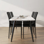 Lot de 4 chaises de salle à manger, chaises de cuisine, capitonnage rhombique et pieds en métal, 41x50x91cm, noir-7