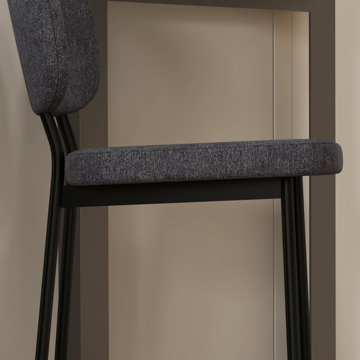 Lot de 2 tabourets de bar chaises hautes chaises de cuisine avec repose-pieds et dossier en tissu de lin et acier-8