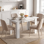 Table à Manger pour 4 Personnes avec Plateau Relevable et Rangements Cachés, 120 x 60 x 75,5 cm, Blanc-8