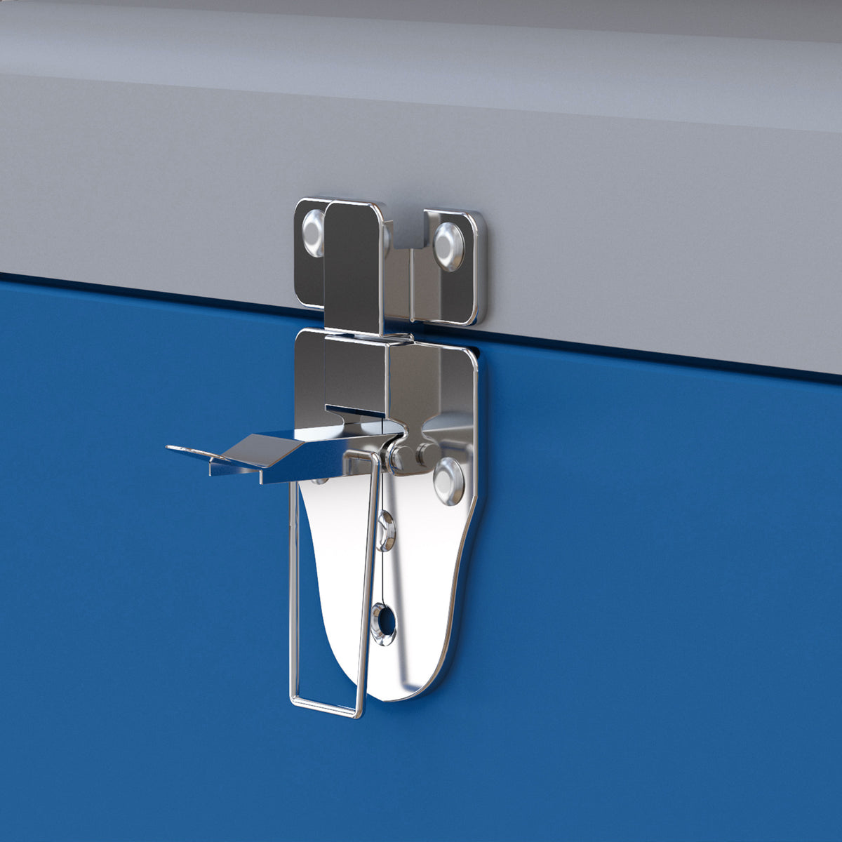 Caisse boite à outils en métal transportable avec 3 poignées, 2 loquets, dim. 50L x 26l x 18,5H cm, bleu-7