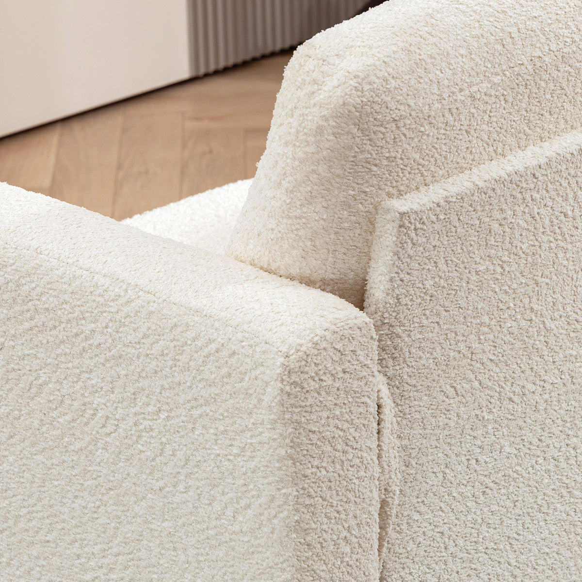 Canapé 2 places 120 cm avec coussins de dossier amovibles, tissu chenille pour salon, chambre, bureau, beige-8