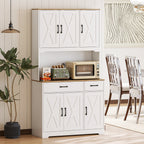 Buffet haut cuisine armoire de cuisine avec 6 portes 2 tiroirs plan de travail étagères réglables 94x39,5x175,2cm blanc-1