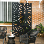 Panneau brise vue décoratif extérieur noir à motif végétal en métal - 122 x 45 x 198 cm-9