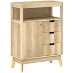 Buffet salon meuble de rangement avec placard à portes, étagère réglable et étagère ouvert, 60x30x81cm, bois naturel-0