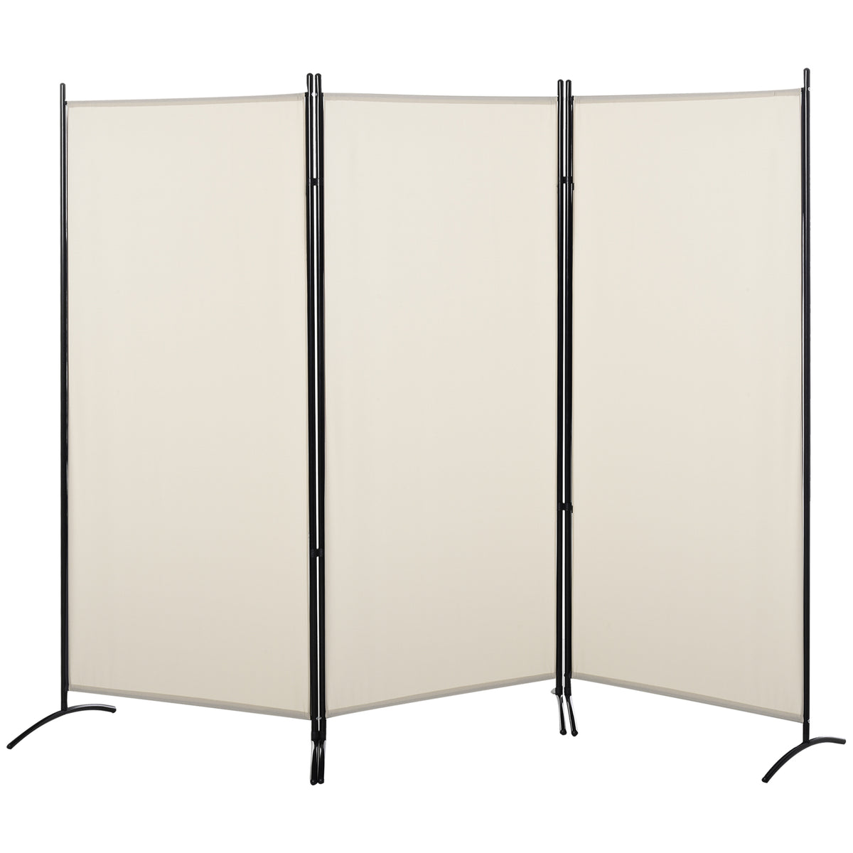 Paravent 3 panneaux dim. 2,53L x 0,5l x 1,82H m Store latéral Brise-Vue paravent sur Pied séparateur métal Polyester-0