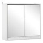 Armoire Murale Miroir Salle de Bain 2 étagères dim. 48L x 14l x 45H cm Panneaux Particules MDF Blanc-0