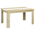 Table de salle à manger pour 6 personnes en bois aspect naturel et blanc, dim. 140L x 90l x 75H cm-0