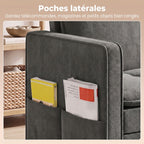 Canapé Convertible 2 Places, Canapé-Lit Clic-Clac 130 cm, Dossier Réglable, Poches Latérales, Gris Foncé-5