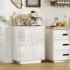 Buffet meuble de rangement avec placard double porte et étagère réglable, 70 x 40 x 88 cm, blanc brillant-1