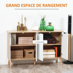 Buffet bas meuble de rangement 2 placards 4 portes motif chevrons étagères réglables 120 x 35 x 77,4 cm blanc-3