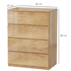 Commode 4 tiroirs meuble de rangement sans poignées design minimaliste 60 x 40 x 80 cm naturel-2