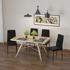 Lot de 4 chaises de salle à manger chaises de cuisine avec dossier haut pieds en métal et tissu en lin 41x50x97cm noir-1