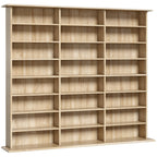 Meuble de rangement 1032 CDs / 594 DVDs, étagère multimédia, 24 compartiments et 18 étagères ajustables, chêne-0