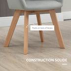 Lot de 2 chaises de salle à manger Fauteuil Assise rembourrée en tissu effet velours Pieds en bois, gris-5