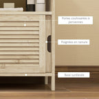 Meuble sous lavabo en Bambou, Meuble de Rangement pour Salle de Bain avec 2 Portes, 60 x 30 x 60 cm, Bois Naturel-5