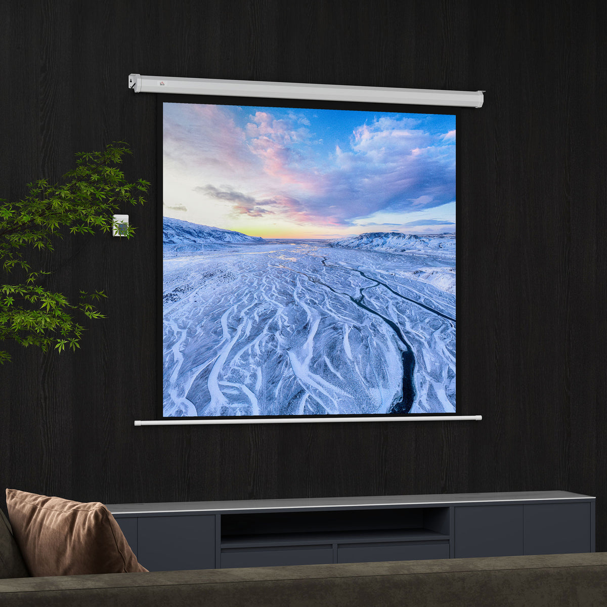 Écran de projection motorisé 85 pouces, 4K HD électrique, montage mural ou plafond, panneau de commande et télécommande-9