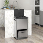 Poubelle rectangulaire à pédale poubelle cuisine 3 compartiments fermeture douce acier inox 45,7 x 35,8 x 76 cm argent-9