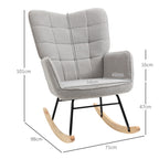 Fauteuil à bascule rocking chair revêtement bouclette structure en acier 71 x 98 x 101 cm Gris clair-2