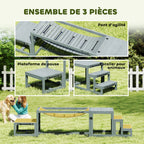 Équipements d'entraînement agilité pour chien kit d'équipement d'agilité pour chien 3 pièces en bois massif gris-3