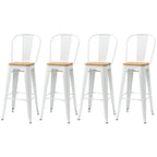 Lot de 4 tabourets de bar industriel avec dossier repose-pied hauteur assise 76 cm métal crème-9
