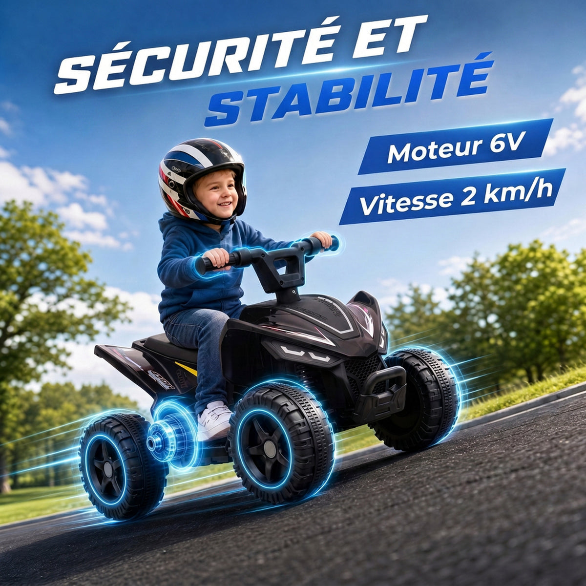 Quad Électrique Enfants 6 V, Voiture Électrique Enfants, Batterie au Lithium, Vitesse Max. 2 Km/H, 18 à 48 Mois, Noir-3