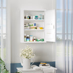 Armoire à pharmacie 2 étagères 3 niveaux avec porte verrouillable 2 clés 40 x 15 x 53,5 cm blanc-1