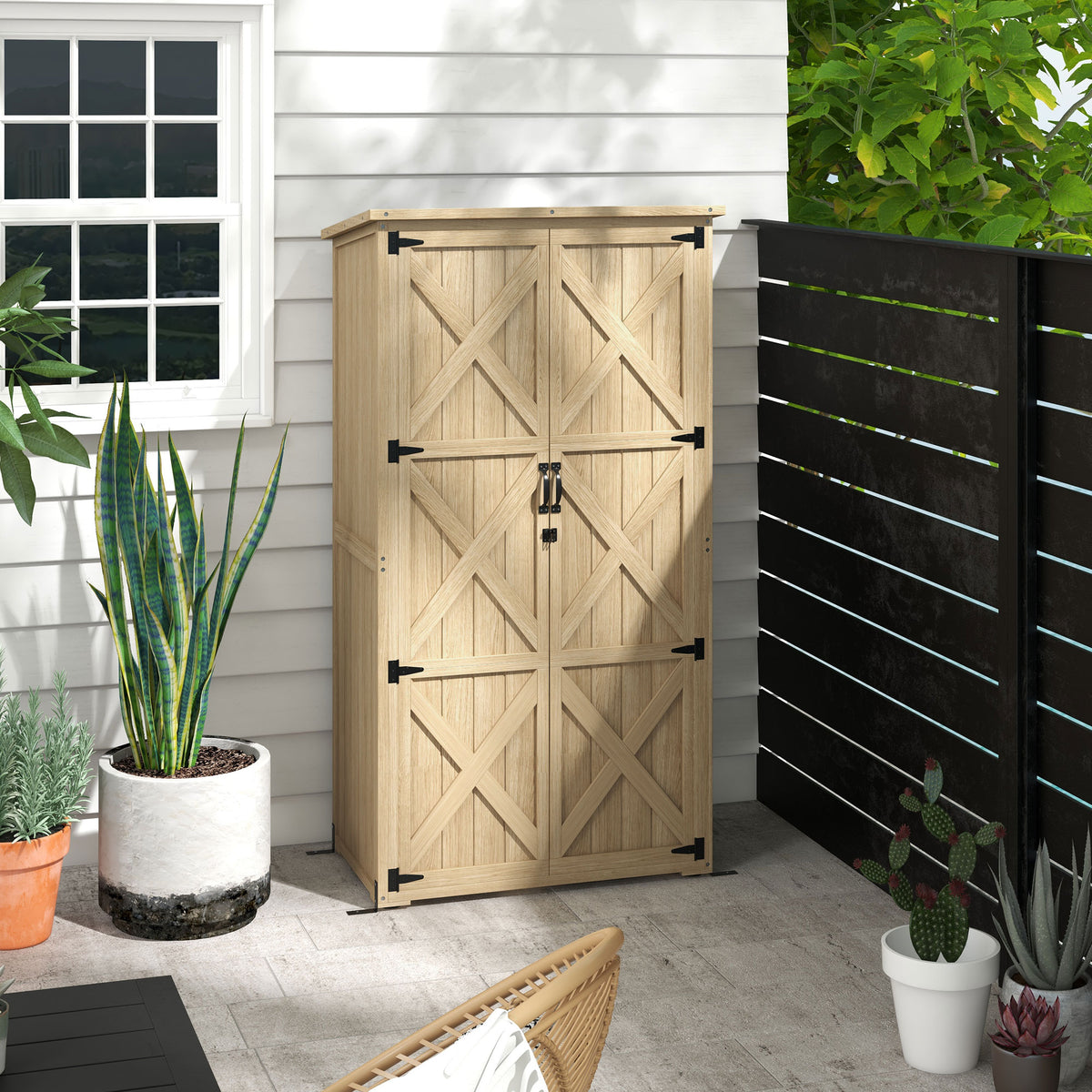 Armoire de jardin abri remise pour outils 90L x 54.5P x 161/168,5H cm 2 étagères toit bitumé étanche bois pin autoclave-1