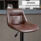 Lot de 2 tabourets de Bar Vintage réglable pivotant avec Repose-Pied revêtement synthétique Marron Effet Vieilli-5