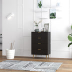 Commode 4 tiroirs commode chambre meuble de rangement moderne avec poignées et pieds dorés, dim. 60 x 40 x 96 cm, noir-9