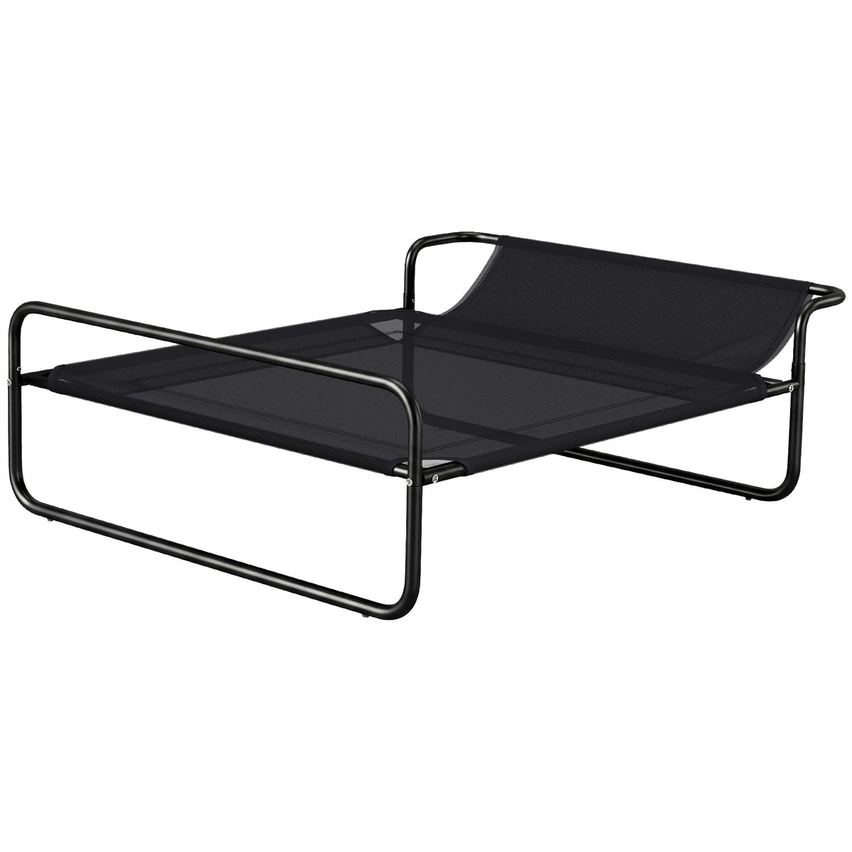 Lit surélevé pour chiens animaux de compagnie avec appui-tête tissu micro-perforé 91 x 69 x 29 cm noir-0